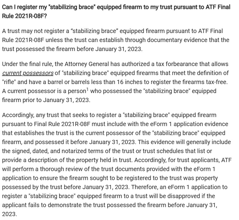 Documenting the date you assigned your arm brace pistol to your trust - The  Law Office of John Pierce, Esq.